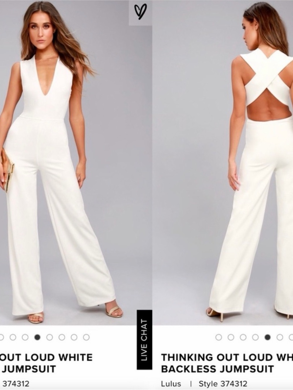 NWOT women’s LULUs white jumpsuit